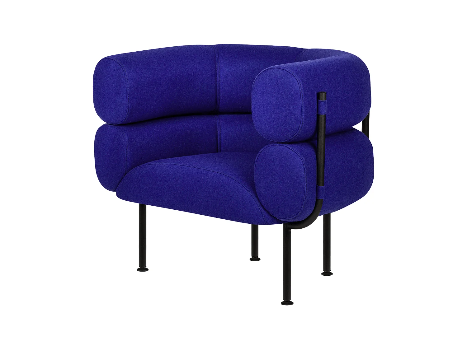 noo.ma Ubi fauteuil - ronde moderne stoel, Blueberry Pie wolblend, vaste zit
