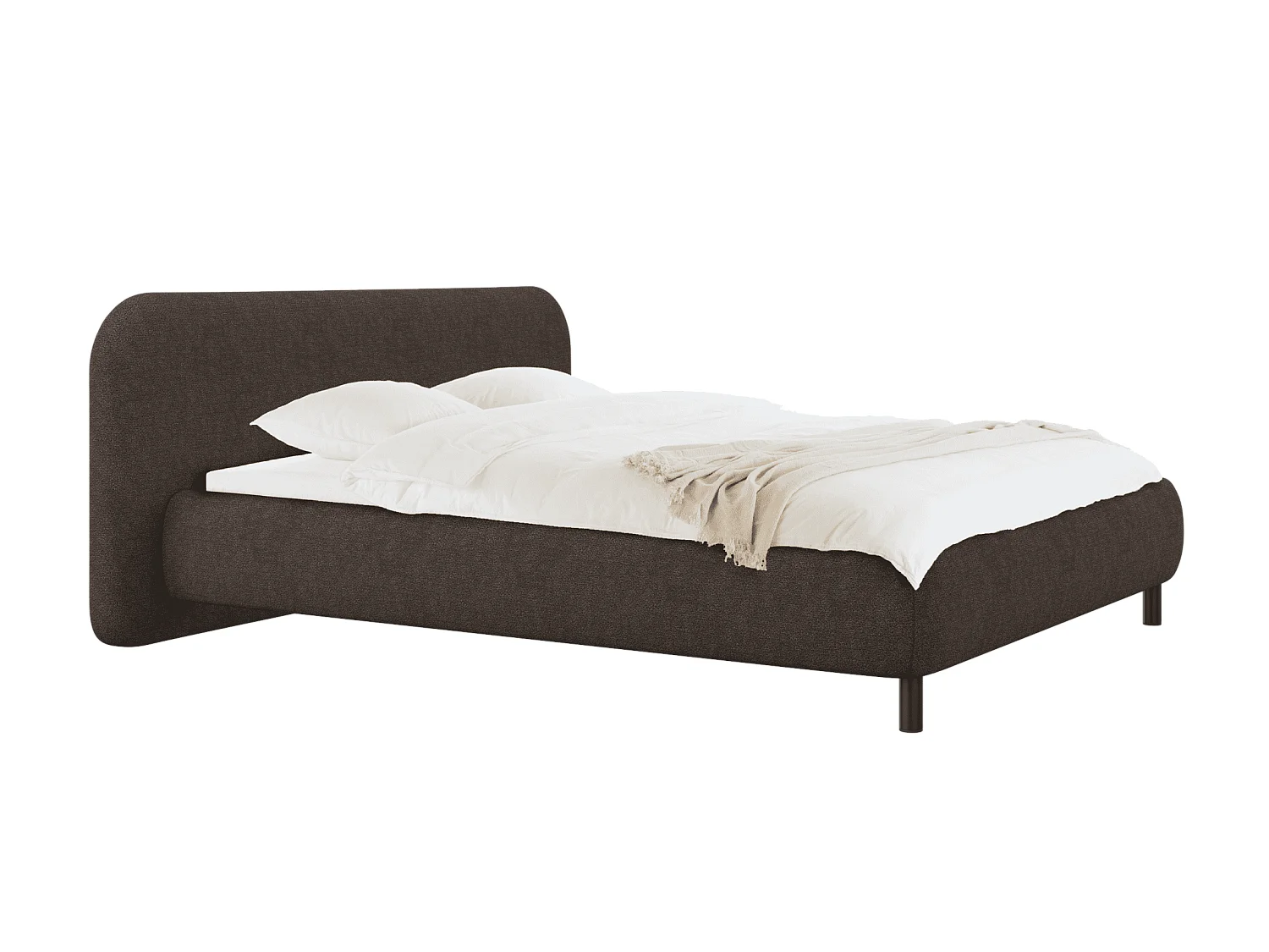 noo.ma Mumo gestoffeerd bed - bouclé chocoladebruin - optionele opbergruimte