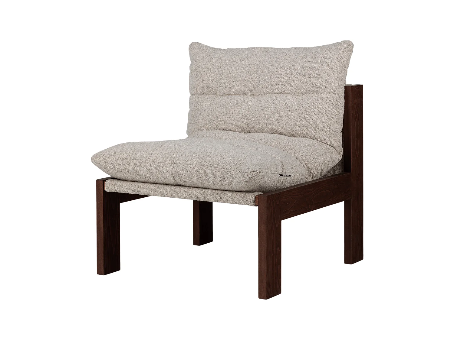 Fauteuil lounge Huno - assise bouclé 100% polyester, structure bois, design moderne