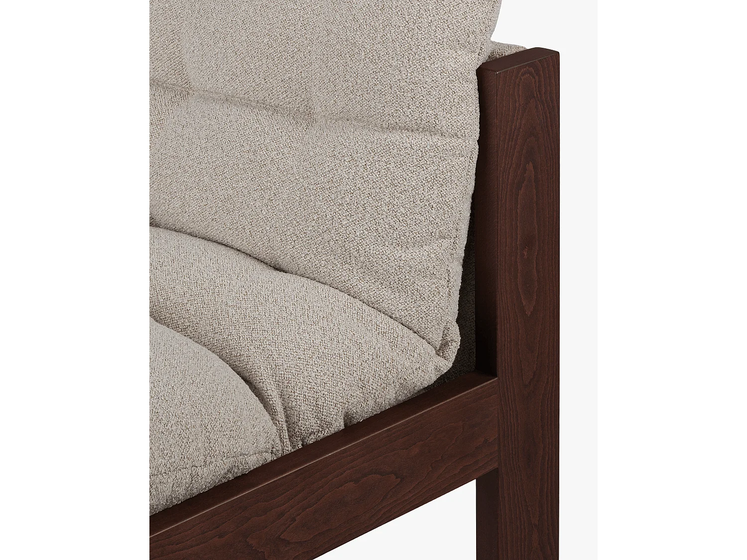 Fauteuil lounge Huno - assise bouclé 100% polyester, structure bois, design moderne
