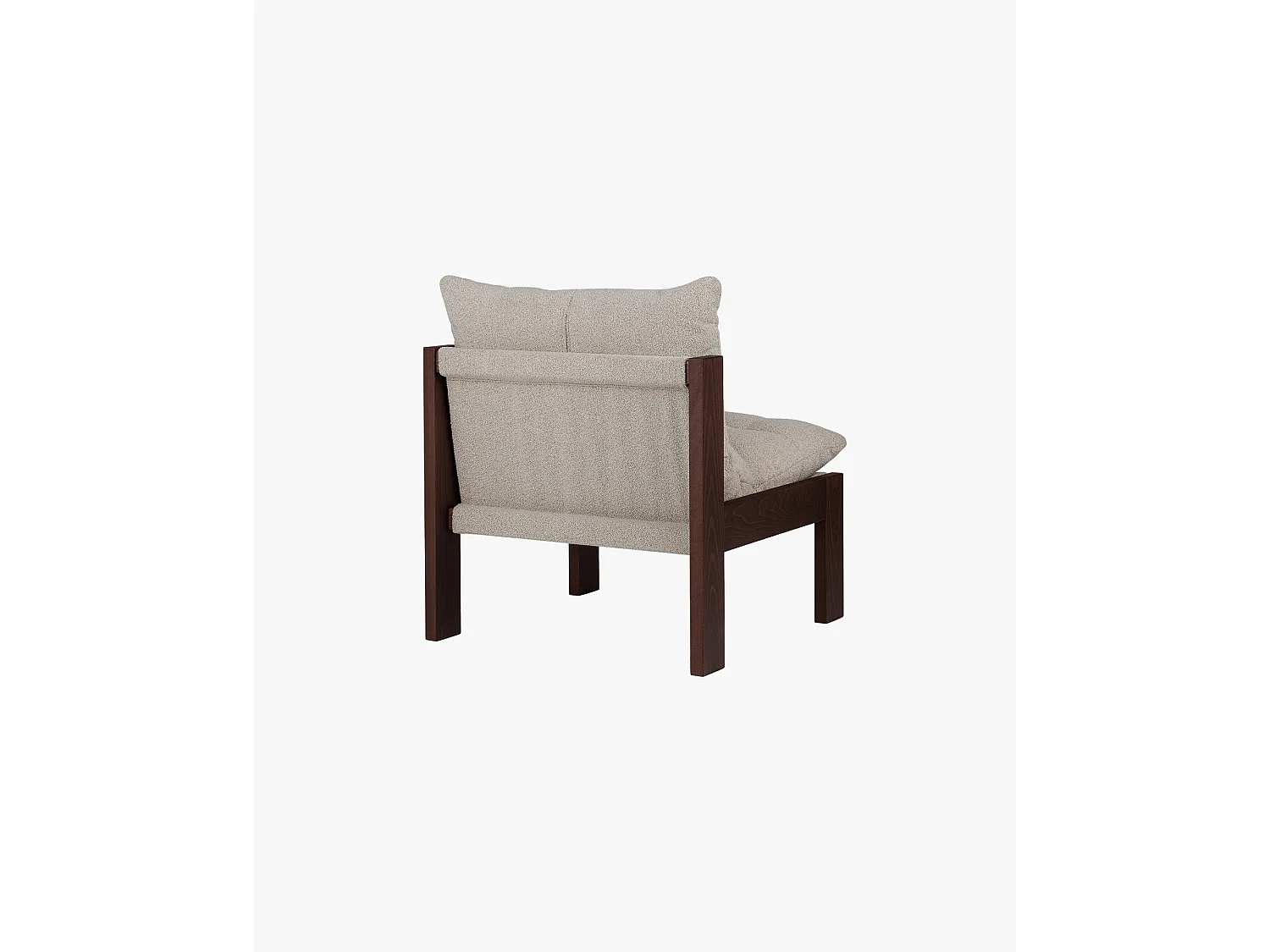 Fauteuil lounge Huno - assise bouclé 100% polyester, structure bois, design moderne