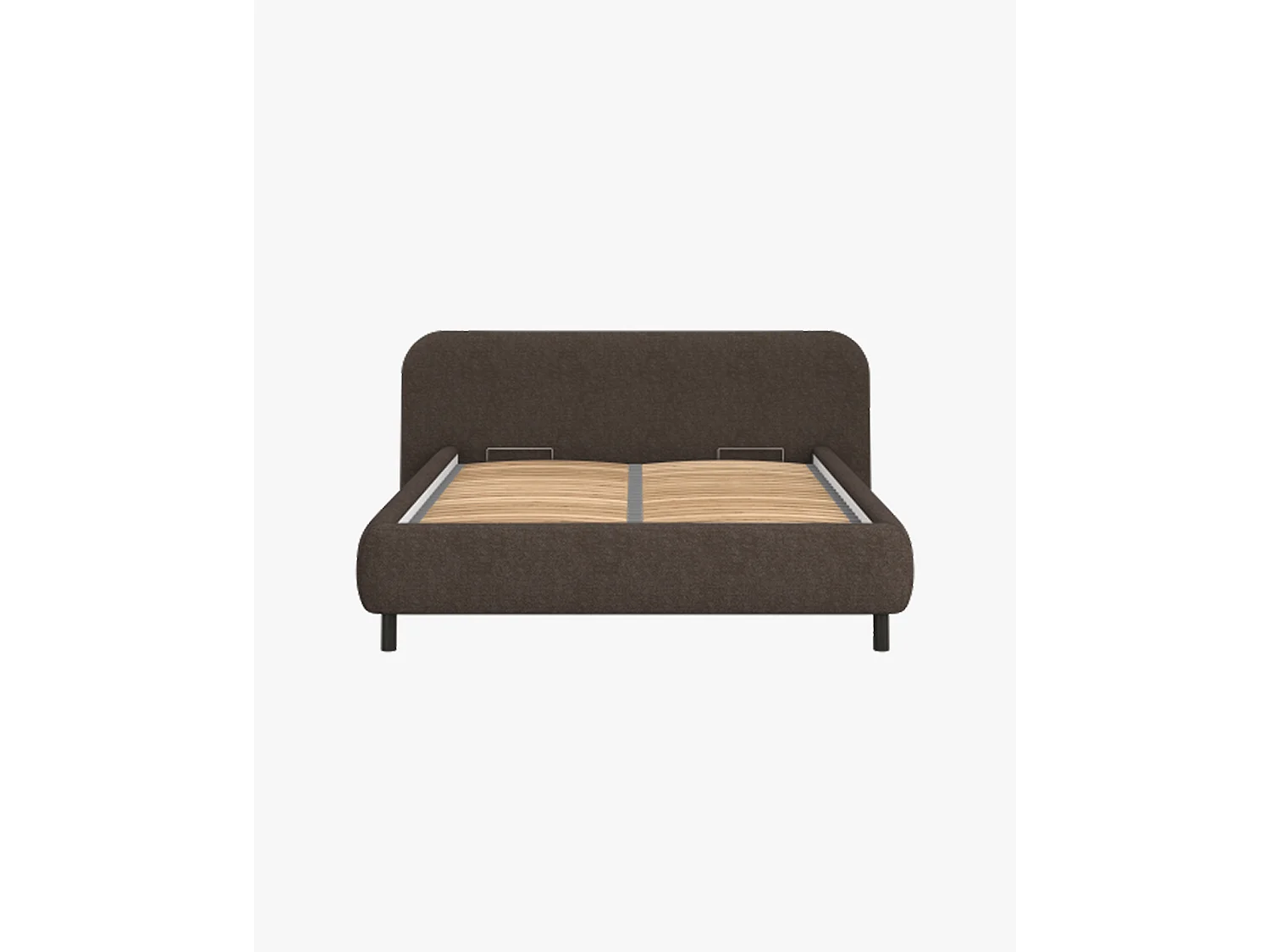 noo.ma Mumo gestoffeerd bed - chocoladebruin bouclé, optionele opbergruimte