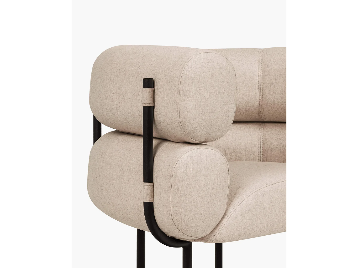 Fauteuil Ubi, fauteuil moderne enveloppant avec accoudoirs, assise fixe, fabriqué en Pologne