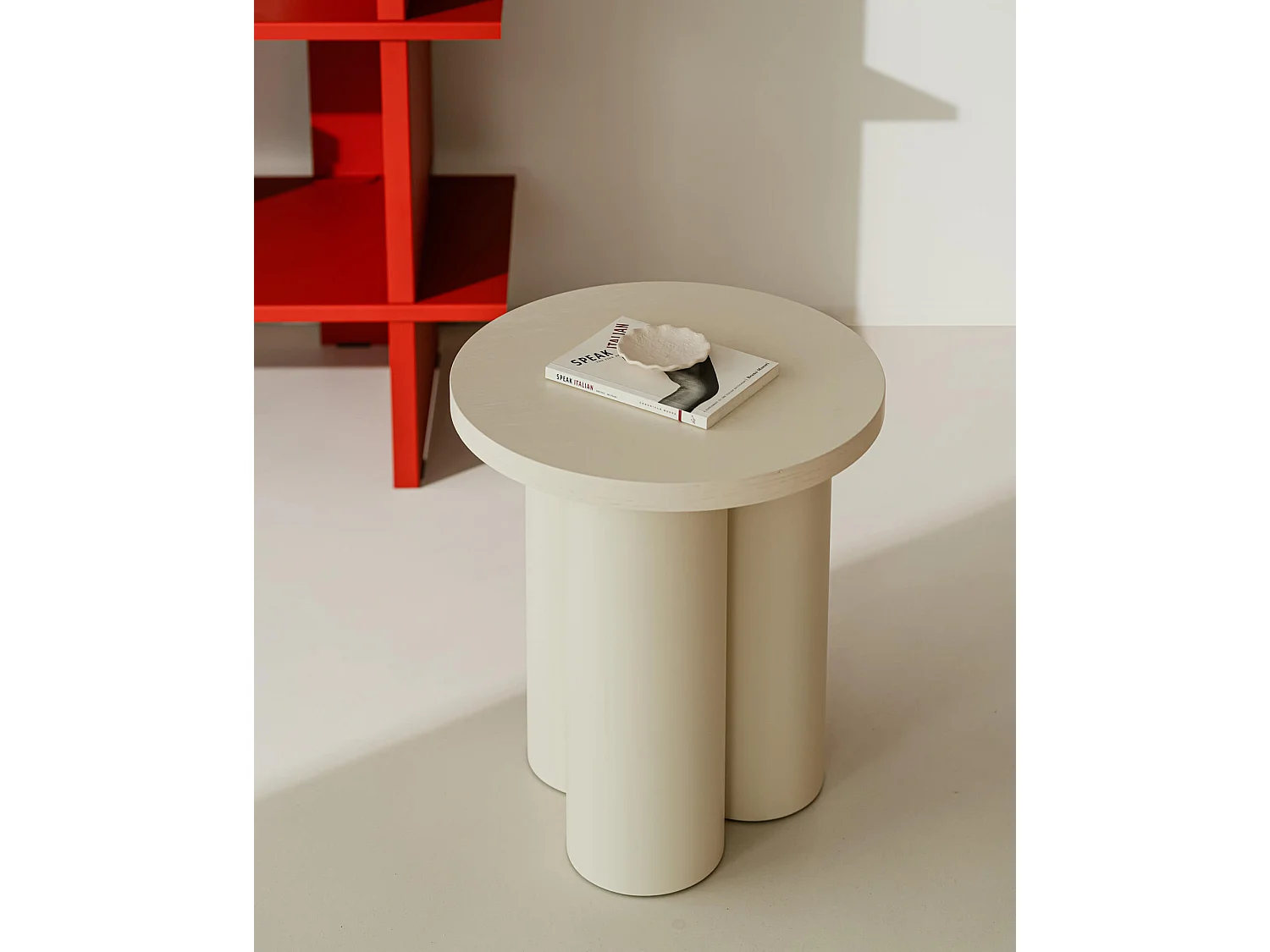 Tabouret Oly - rond blanc minimaliste, multifonction