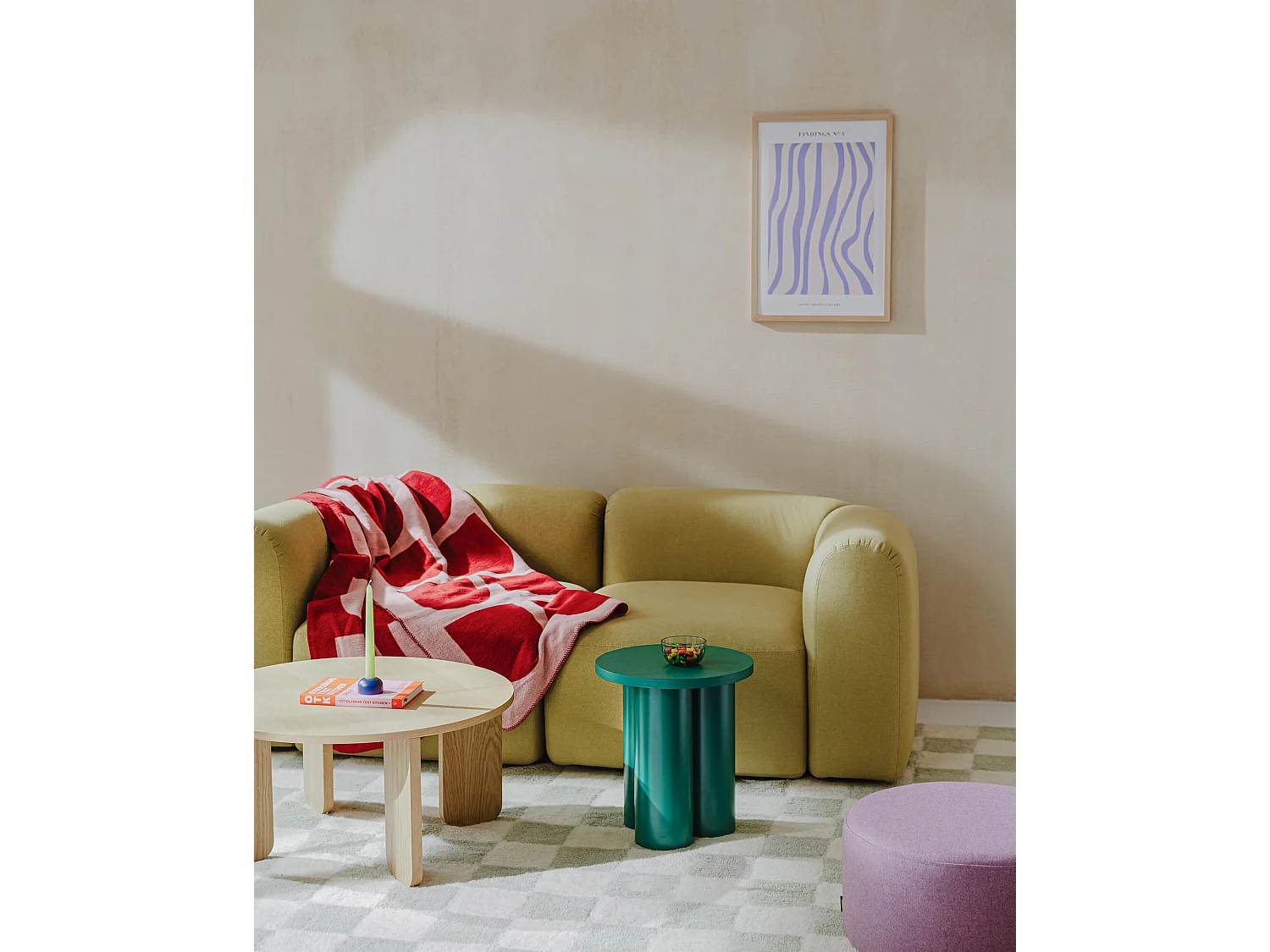 Tabouret Oly - rond blanc minimaliste, multifonction