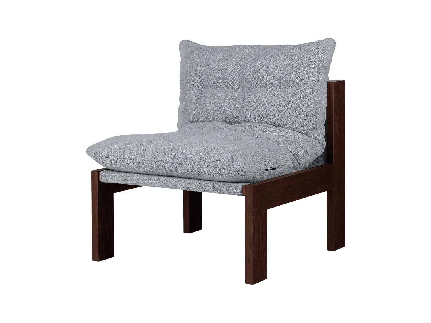 Huno Loungestoel - boucl&eacute;-stof, massief houten frame, moderne loungezit