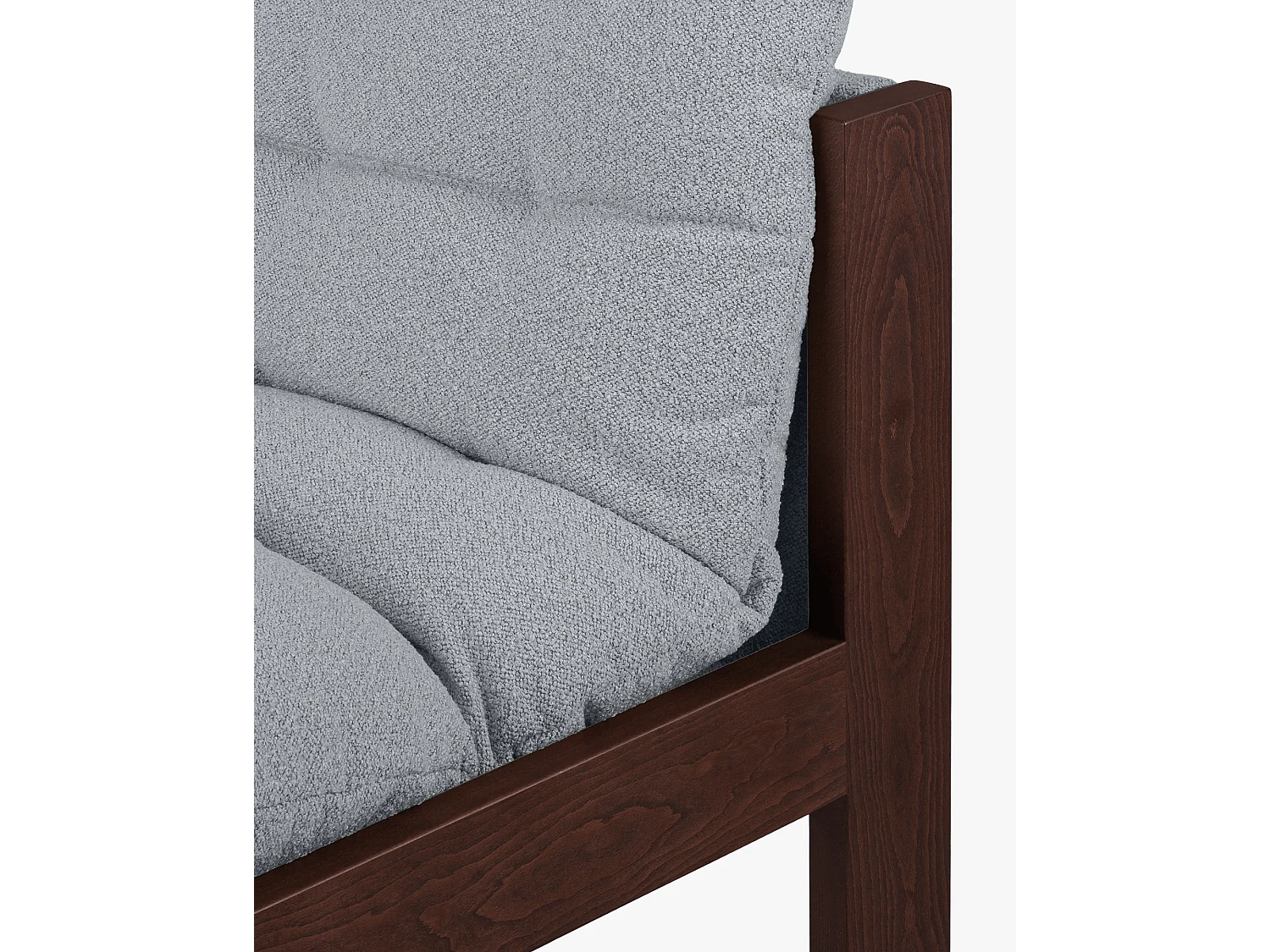 Huno Loungestoel - boucl&eacute;-stof, massief houten frame, moderne loungezit