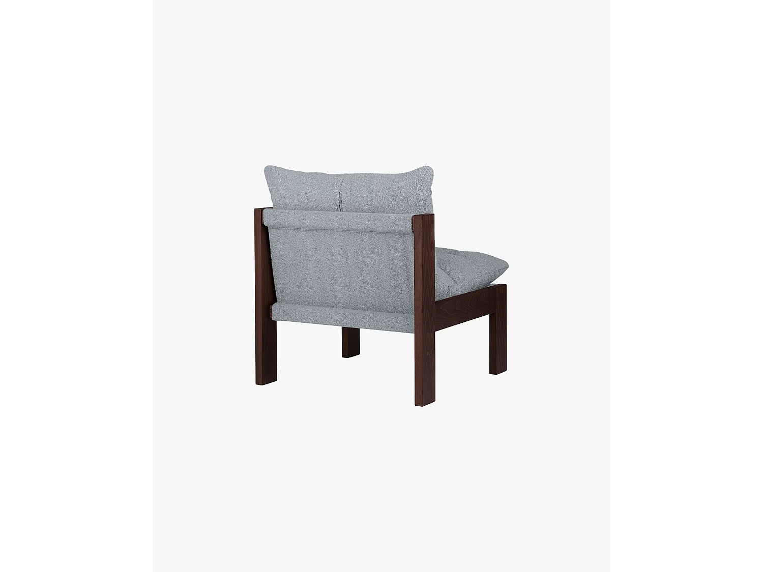 Huno Loungestoel - boucl&eacute;-stof, massief houten frame, moderne loungezit