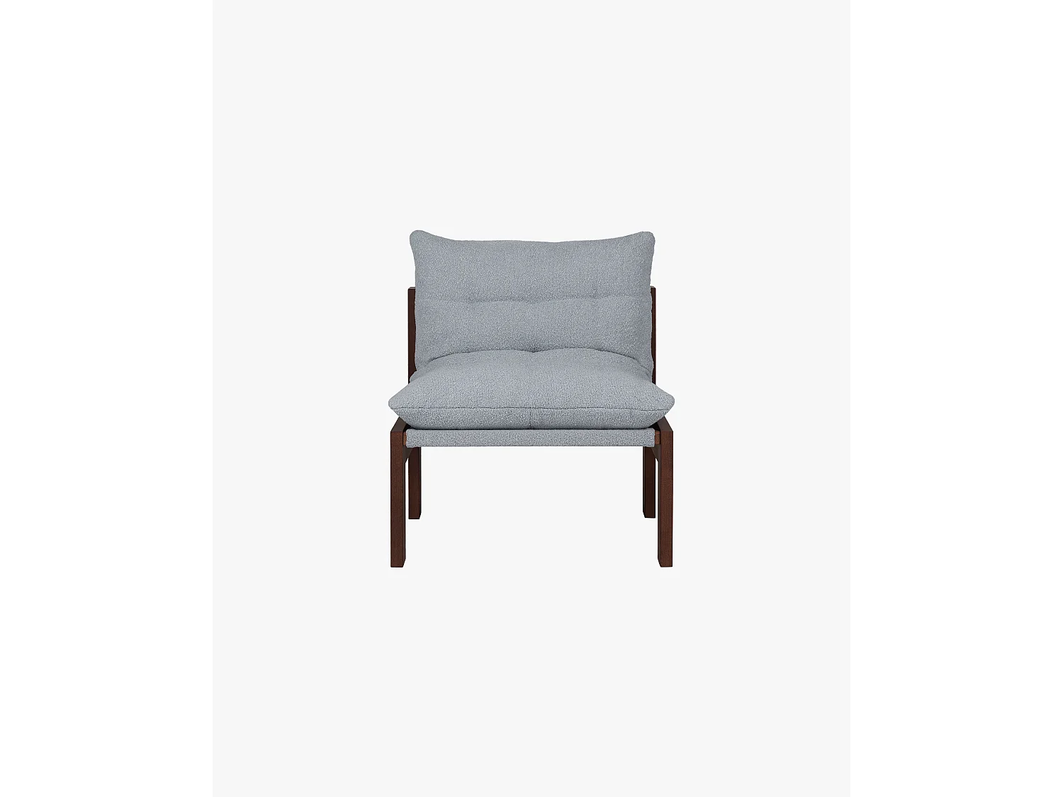 Huno Loungestoel - boucl&eacute;-stof, massief houten frame, moderne loungezit