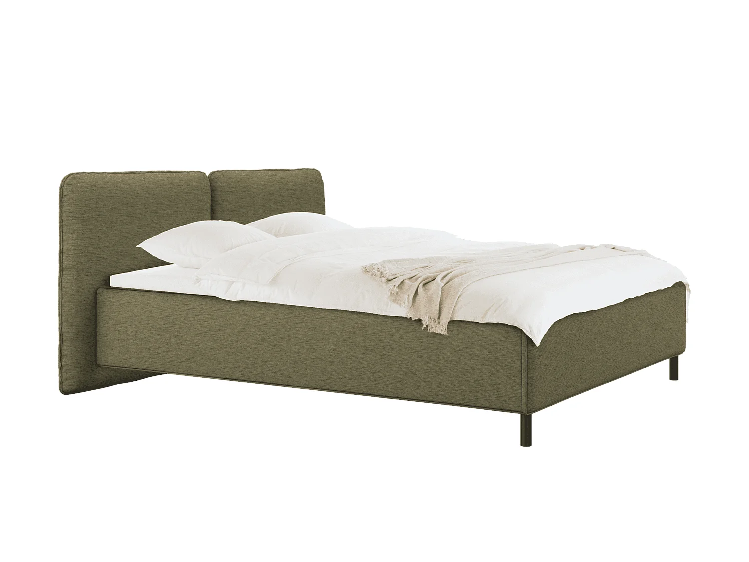 Lit rembourré Melu noo.ma - silhouette arrondie, rangement optionnel avec levage pneumatique