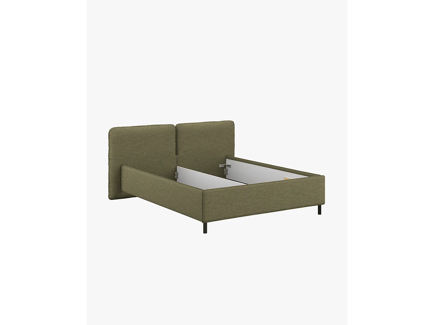 Lit rembourré Melu noo.ma - silhouette arrondie, rangement optionnel avec levage pneumatique