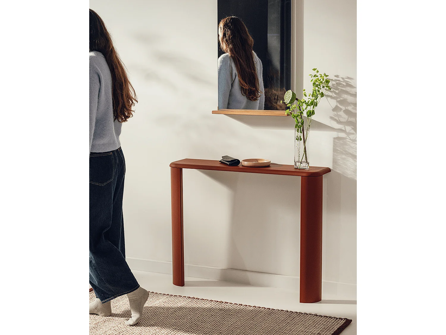 Table console Fli - plateau panneau de particules, structure métal