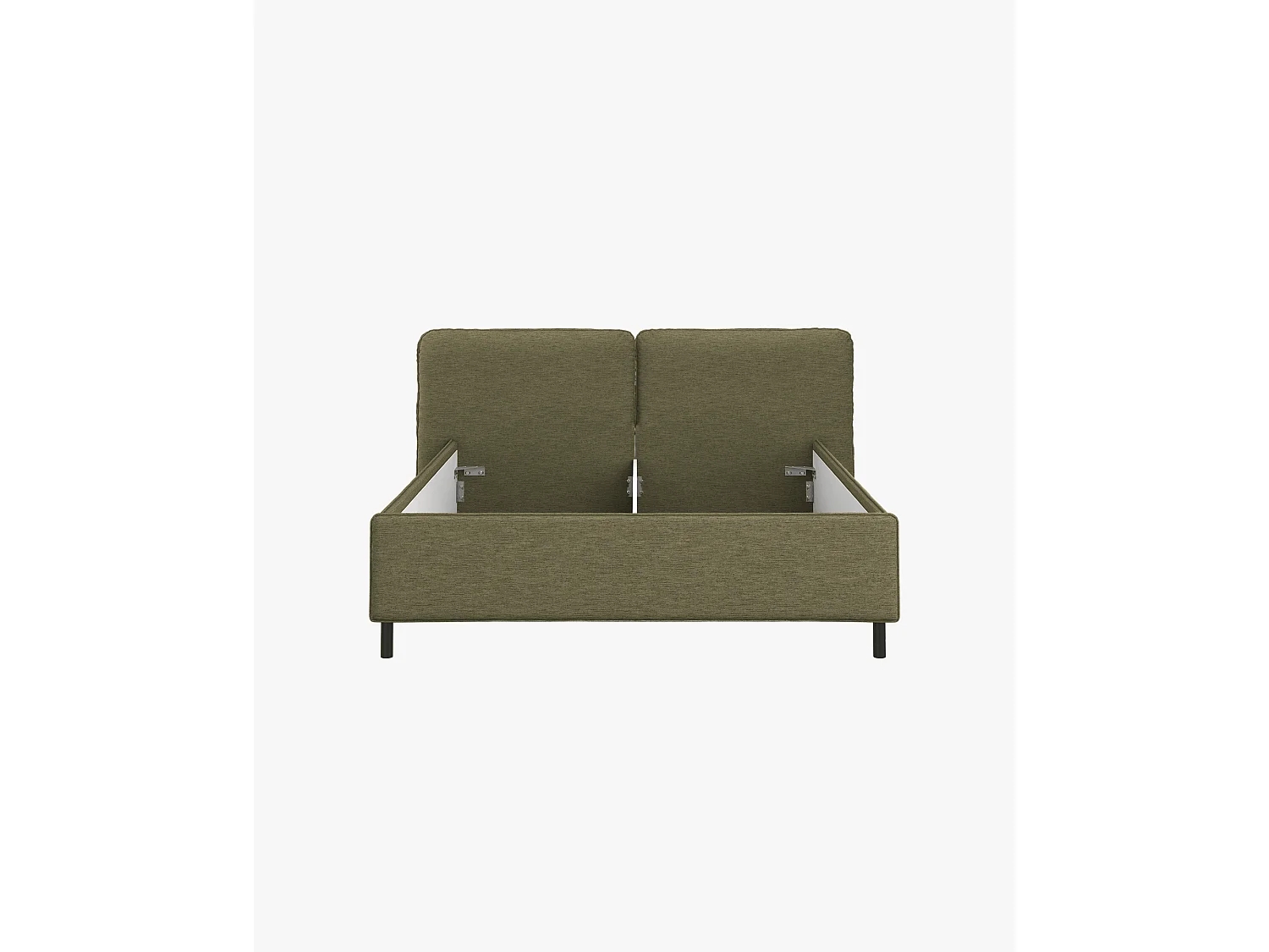 Lit rembourré Melu noo.ma - silhouette arrondie, rangement optionnel avec levage pneumatique