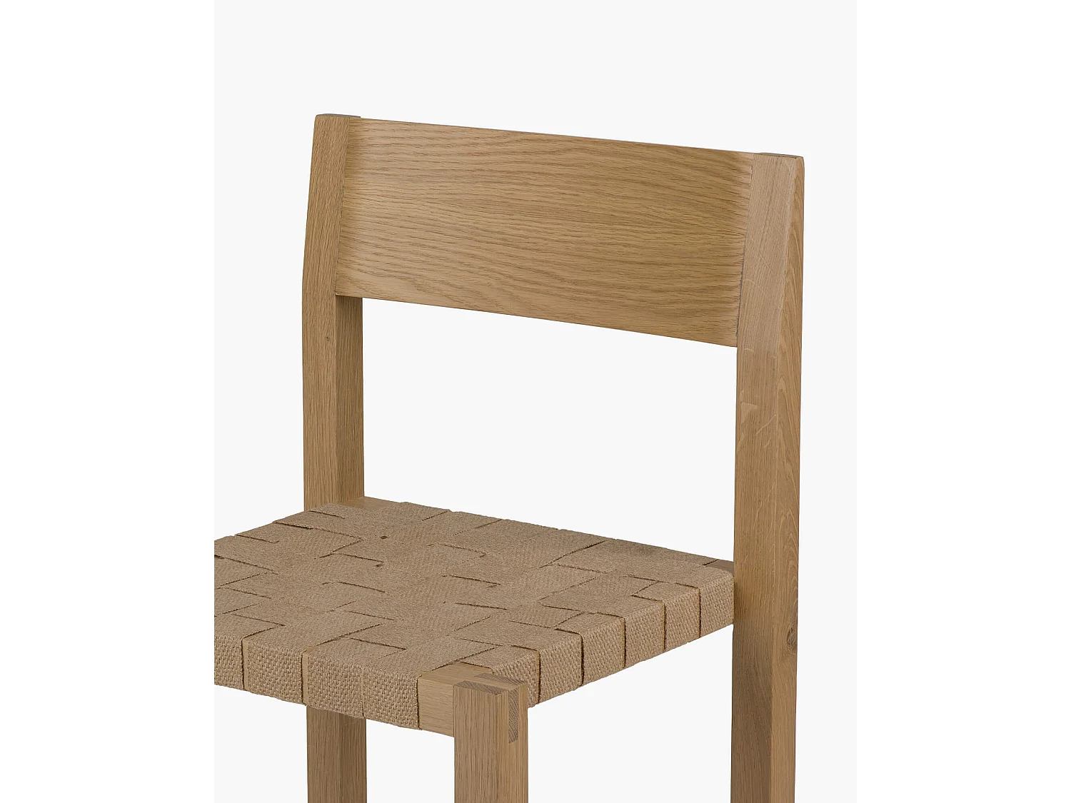 Toli Stuhl, minimalistischer Stuhl mit gewebter Jute- oder Baumwollsitzfläche, ohne Armlehnen, Höhe 80 cm