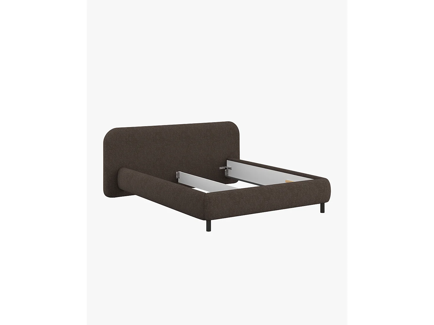 noo.ma Mumo gestoffeerd bed - bouclé chocoladebruin - optionele opbergruimte