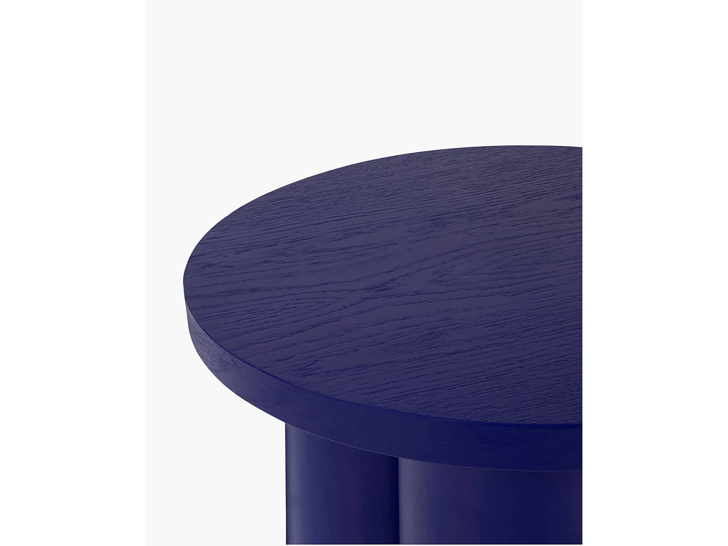 Oly kruk - ronde blauwe kruk van fineer en staal, modern minimalistisch