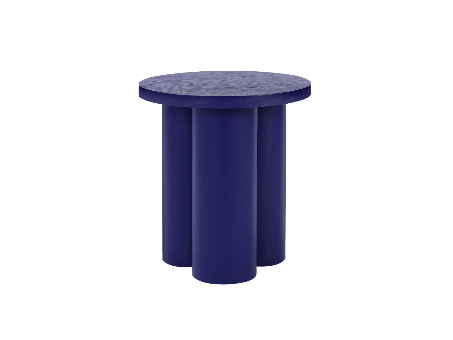 Oly kruk - ronde blauwe kruk van fineer en staal, modern minimalistisch