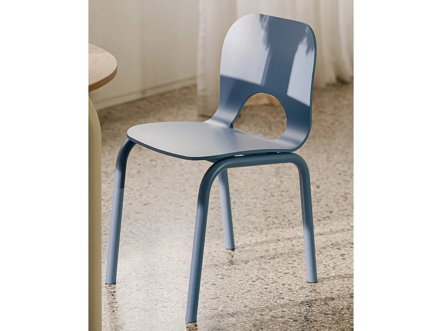 Atto stoel - moderne houten en metalen stoel, matte afwerking