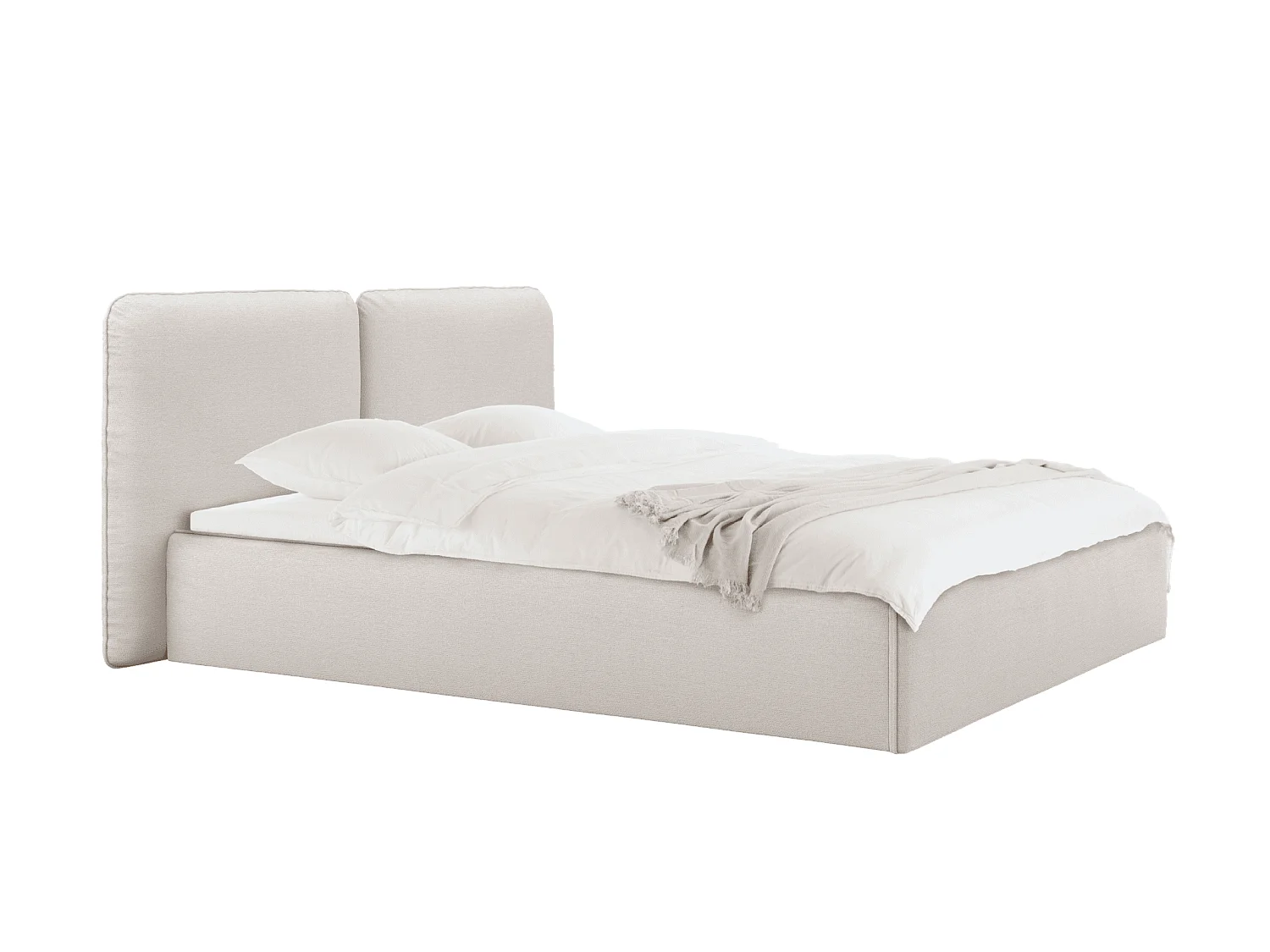 noo.ma Polsterbett Melu Beige, 217 x 95 cm, mit integriertem Stauraum