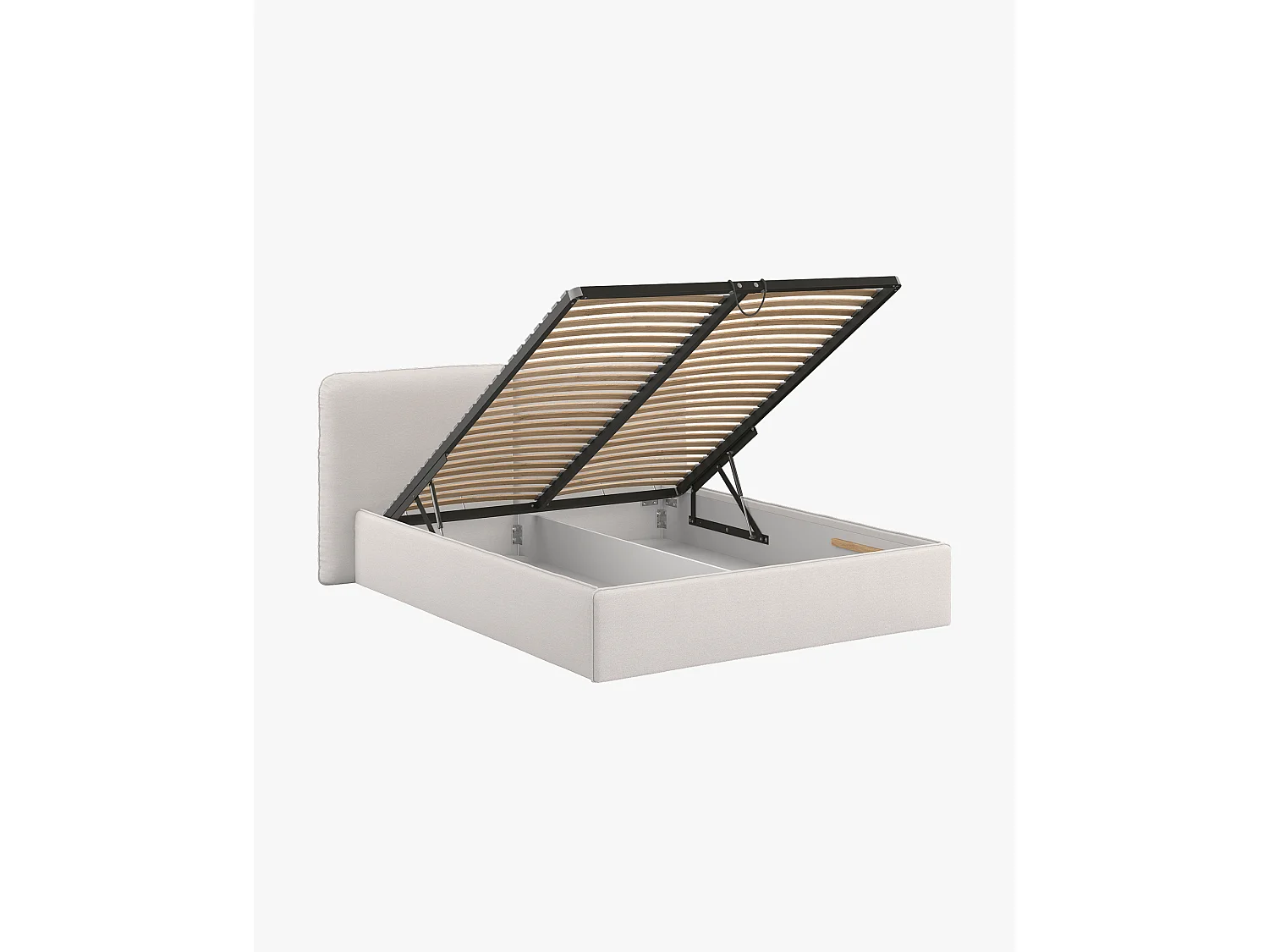 noo.ma Polsterbett Melu Beige, 217 x 95 cm, mit integriertem Stauraum