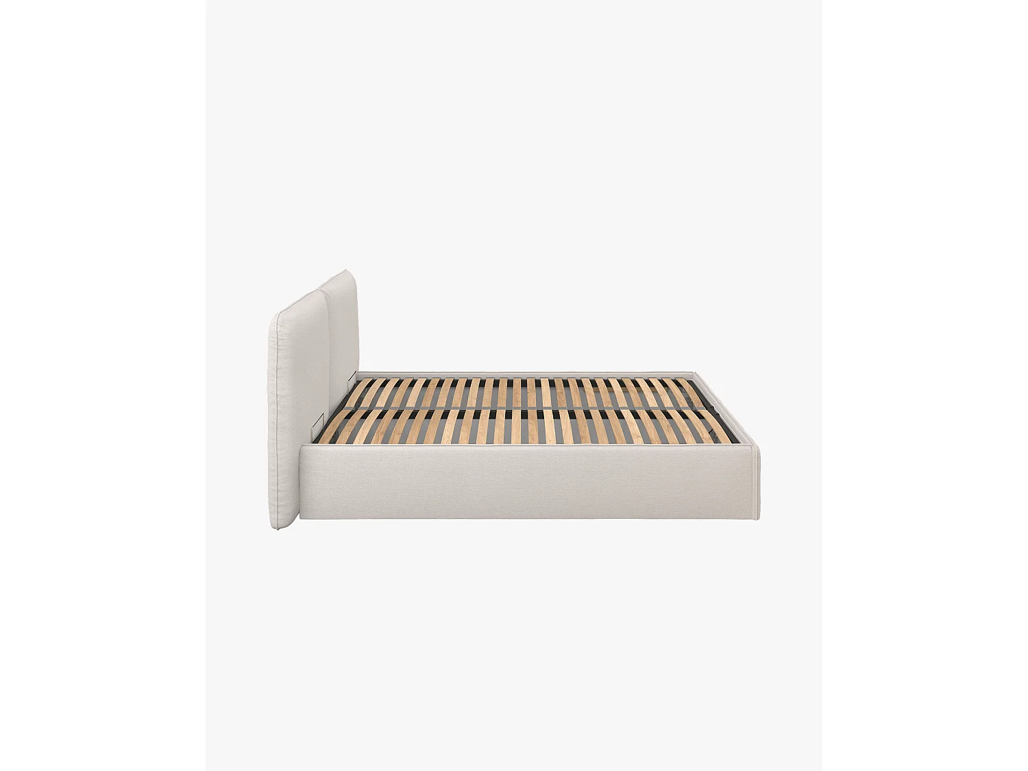 noo.ma Polsterbett Melu Beige, 217 x 95 cm, mit integriertem Stauraum