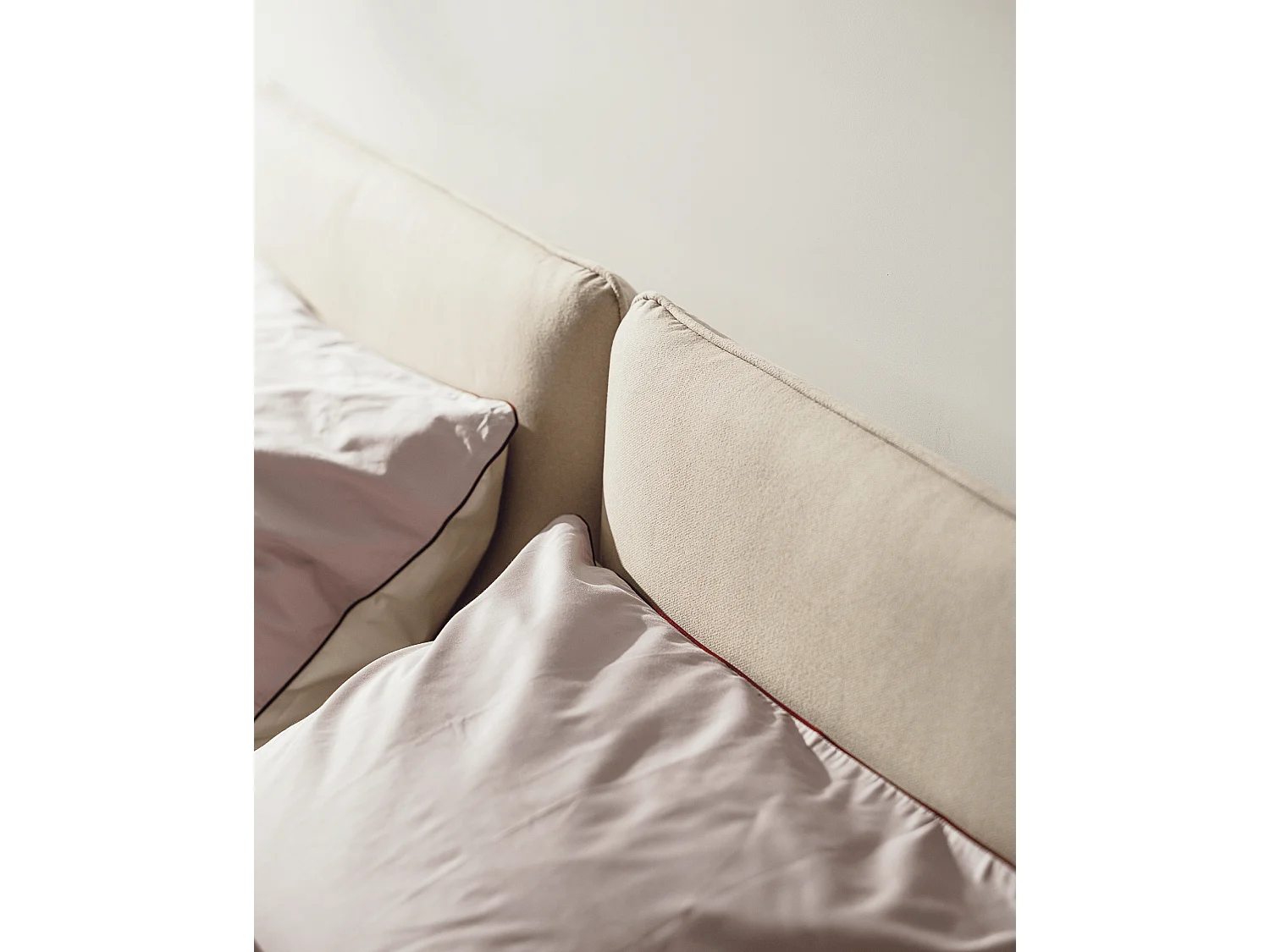 noo.ma Polsterbett Melu Beige, 217 x 95 cm, mit integriertem Stauraum