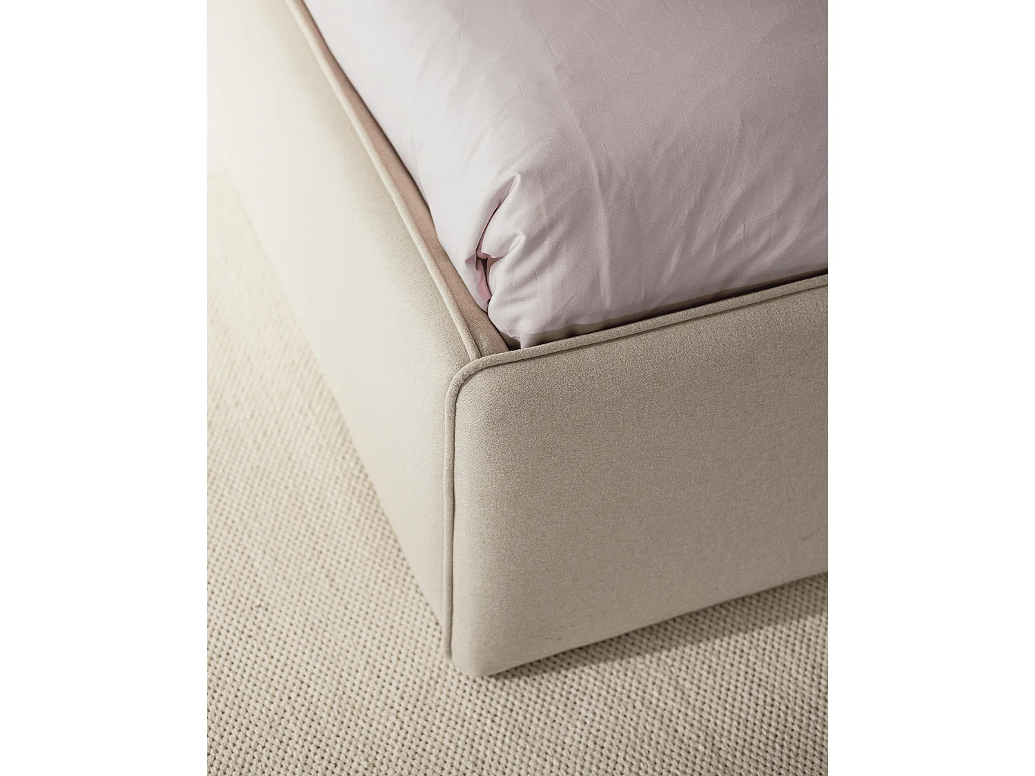 noo.ma Polsterbett Melu Beige, 217 x 95 cm, mit integriertem Stauraum