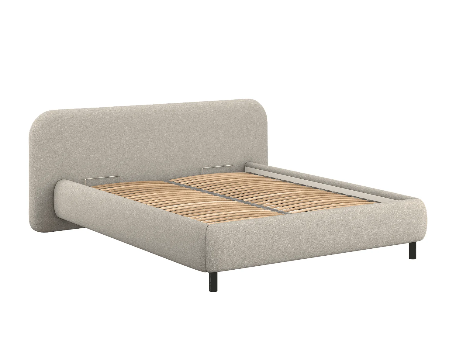 noo.ma gestoffeerd bouclé bed beige - met opbergruimte, 221x90 cm