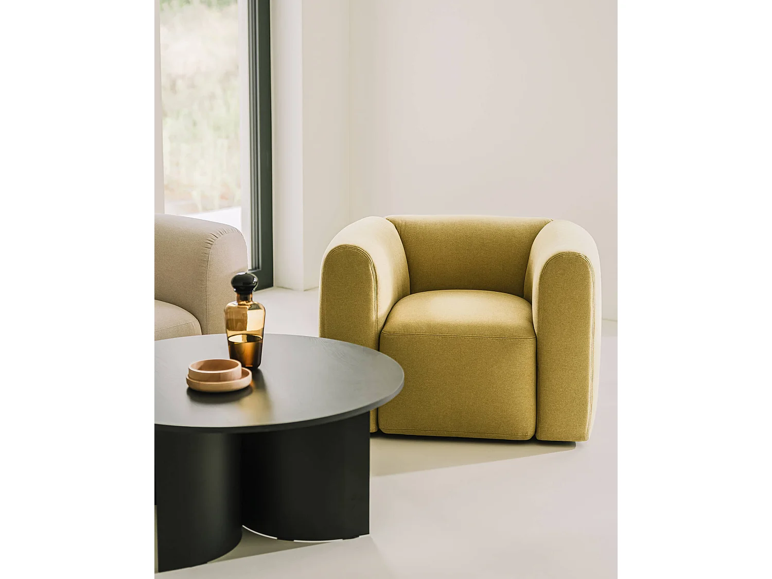Poltrona Flom moderne en velour Cloud Beige