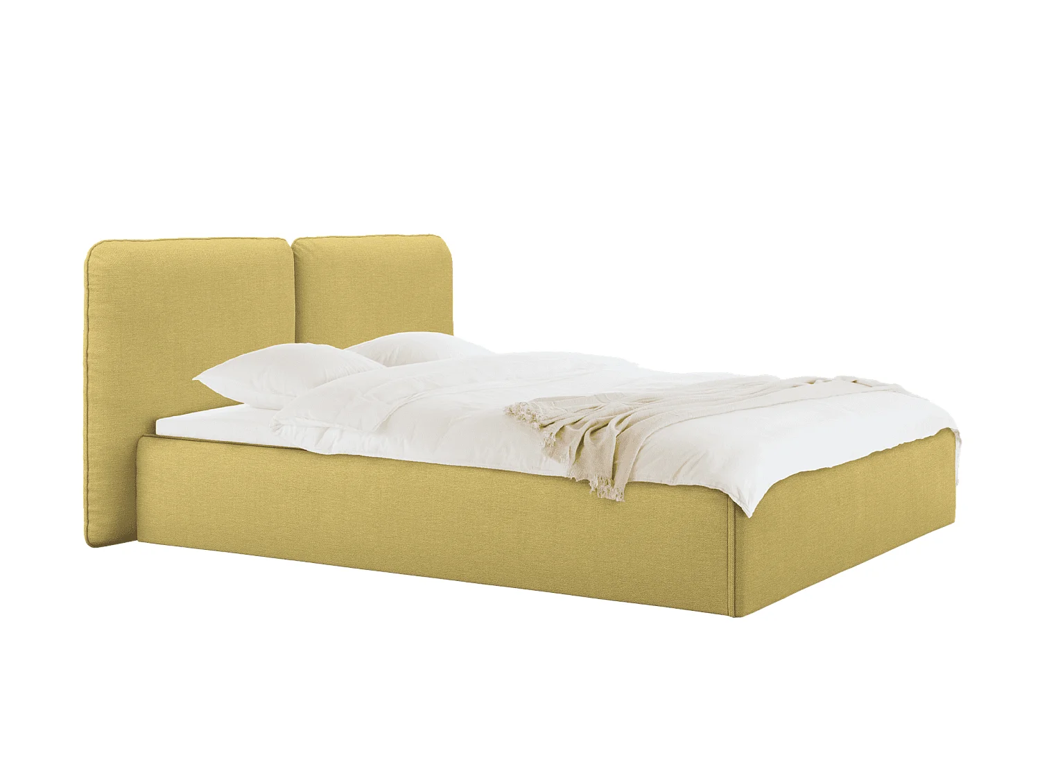 noo.ma Melu Polsterbett mit Stauraum, Gelb Pear, 217x95 cm