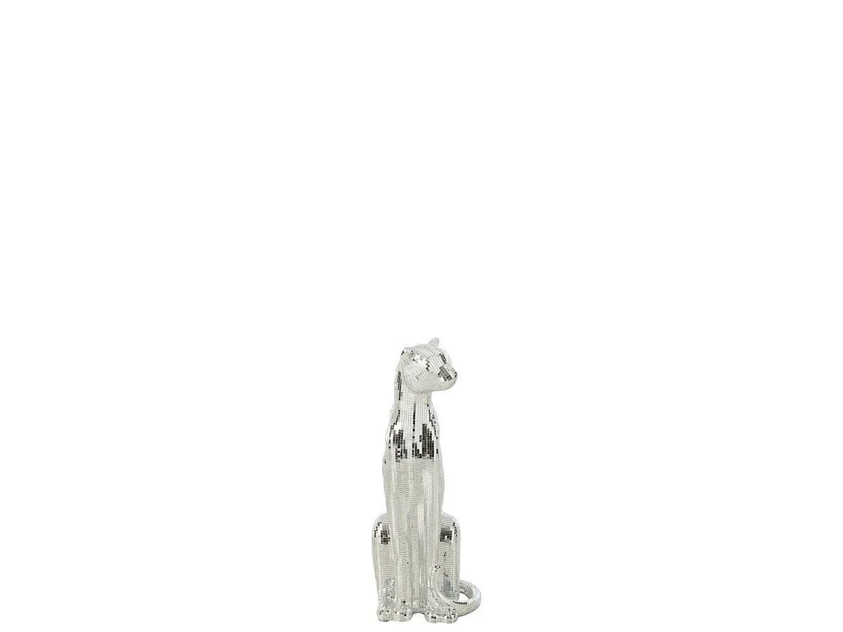 Statue Déco Léopard "Disco" 62cm Argent