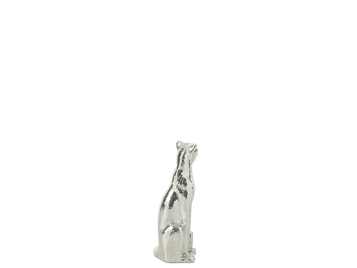 Statue Déco Léopard "Disco" 62cm Argent