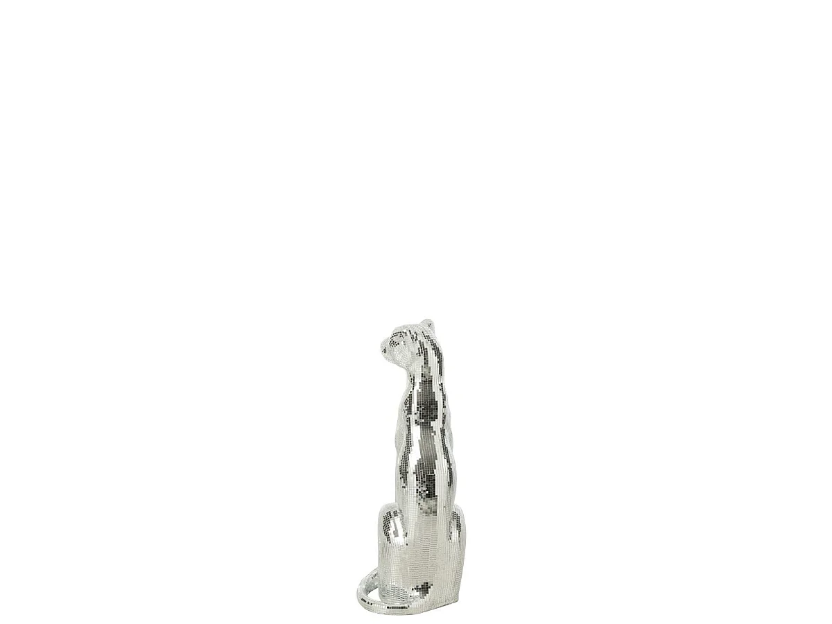 Statue Déco Léopard "Disco" 62cm Argent