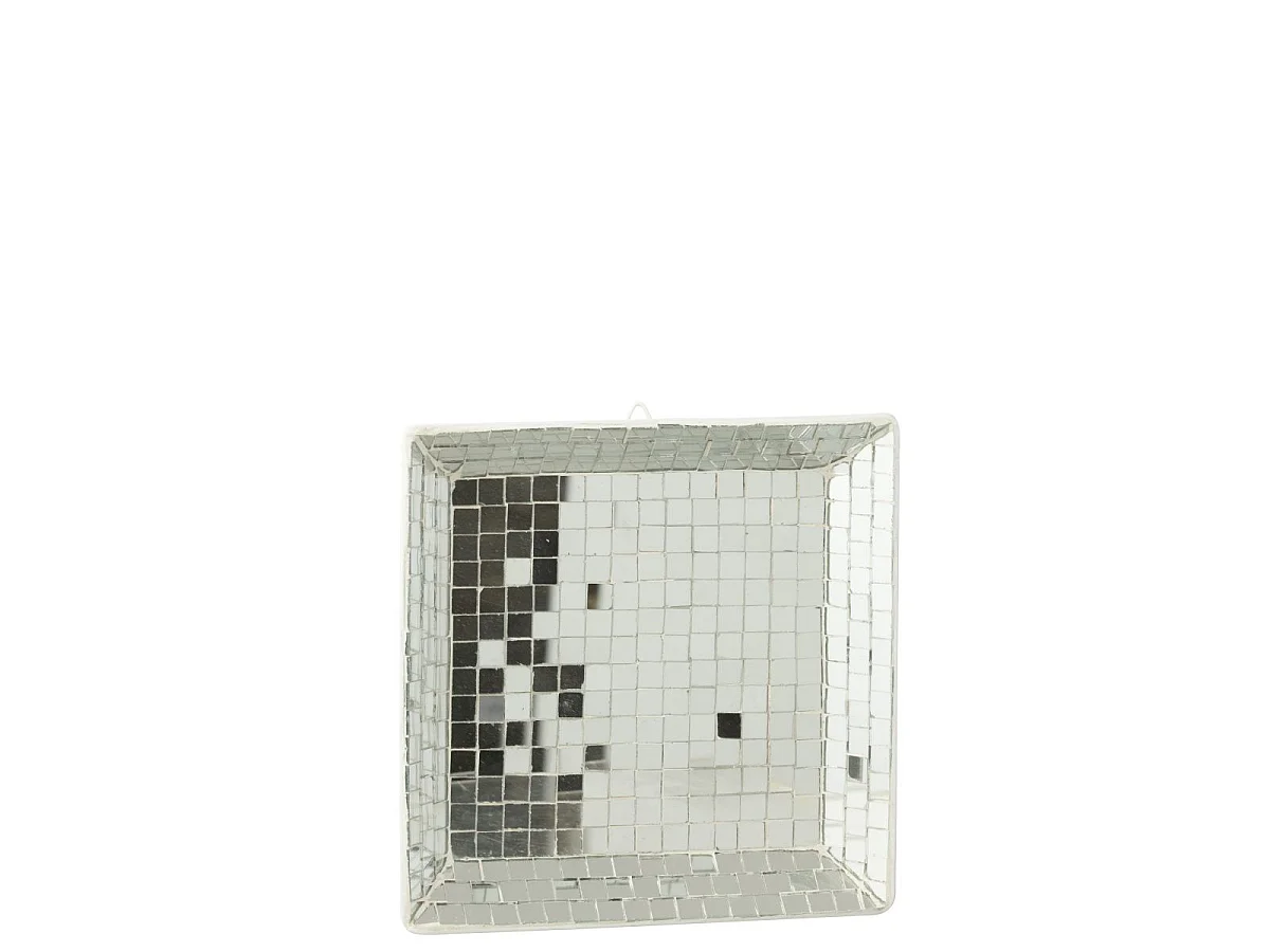 Plateau Mosaïque en Verre "Disco" 20cm Argent