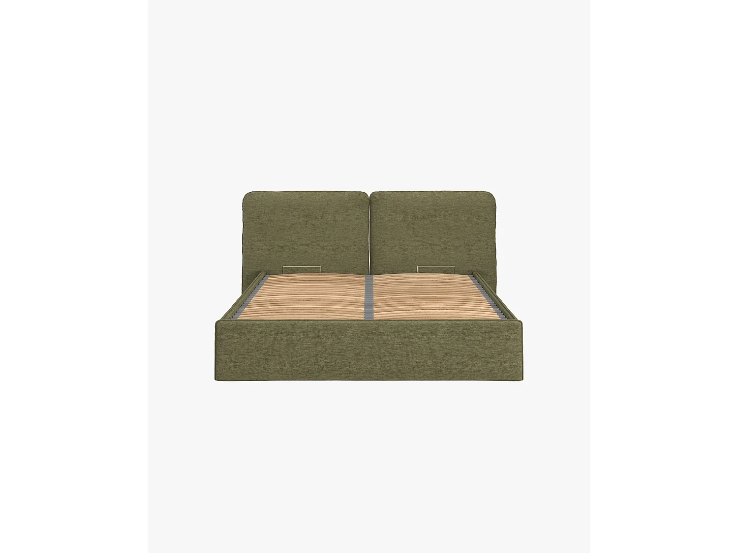 Lit rembourré Melu noo.ma - silhouette arrondie, rangement optionnel avec levage pneumatique