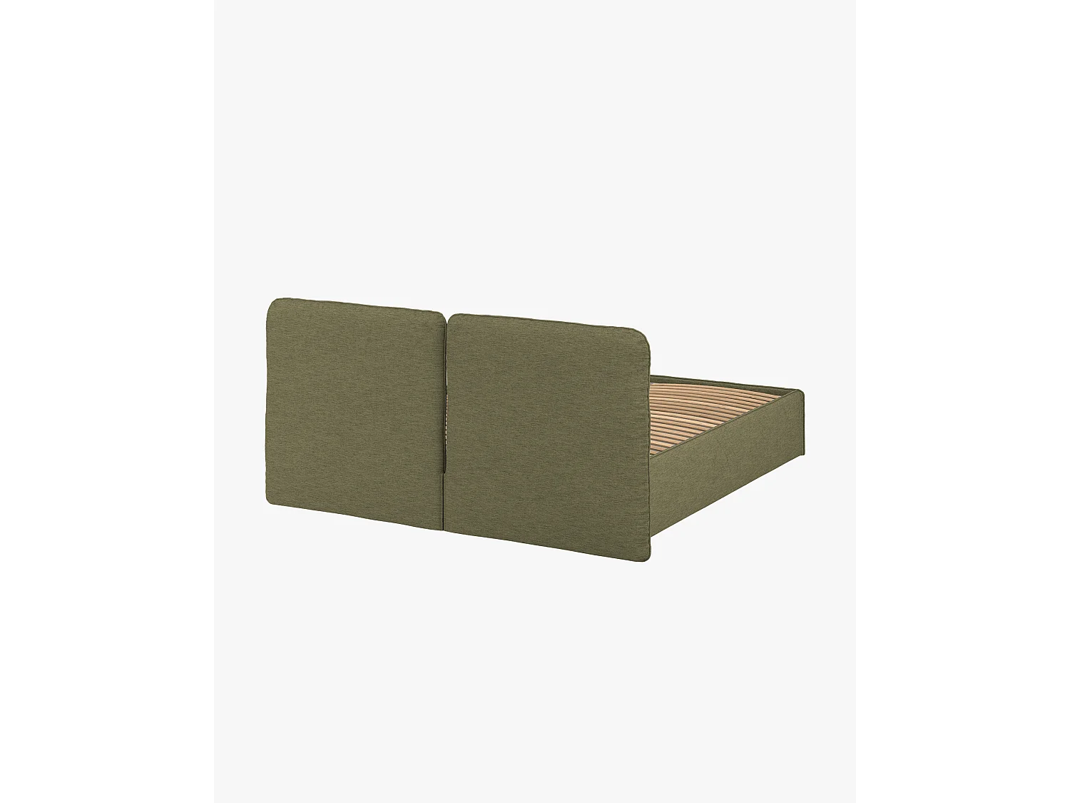 Lit rembourré Melu noo.ma - silhouette arrondie, rangement optionnel avec levage pneumatique