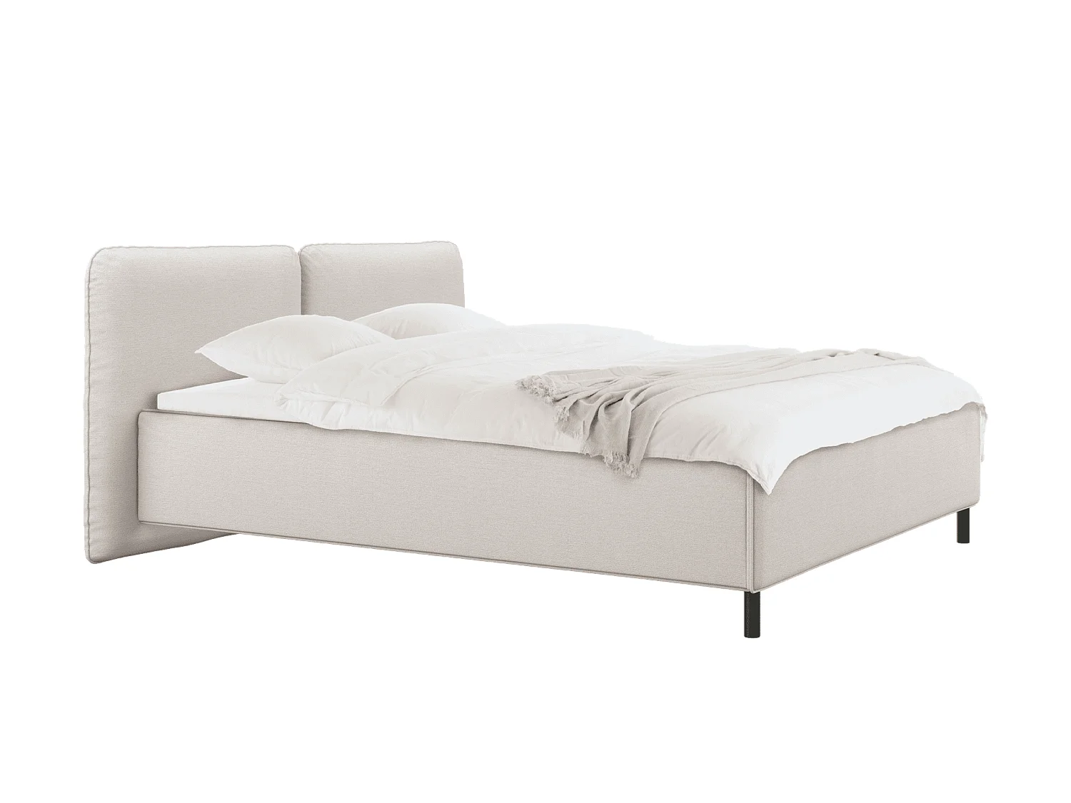 noo.ma modernes Polsterbett mit Stauraum, 217 x 95 cm, beige