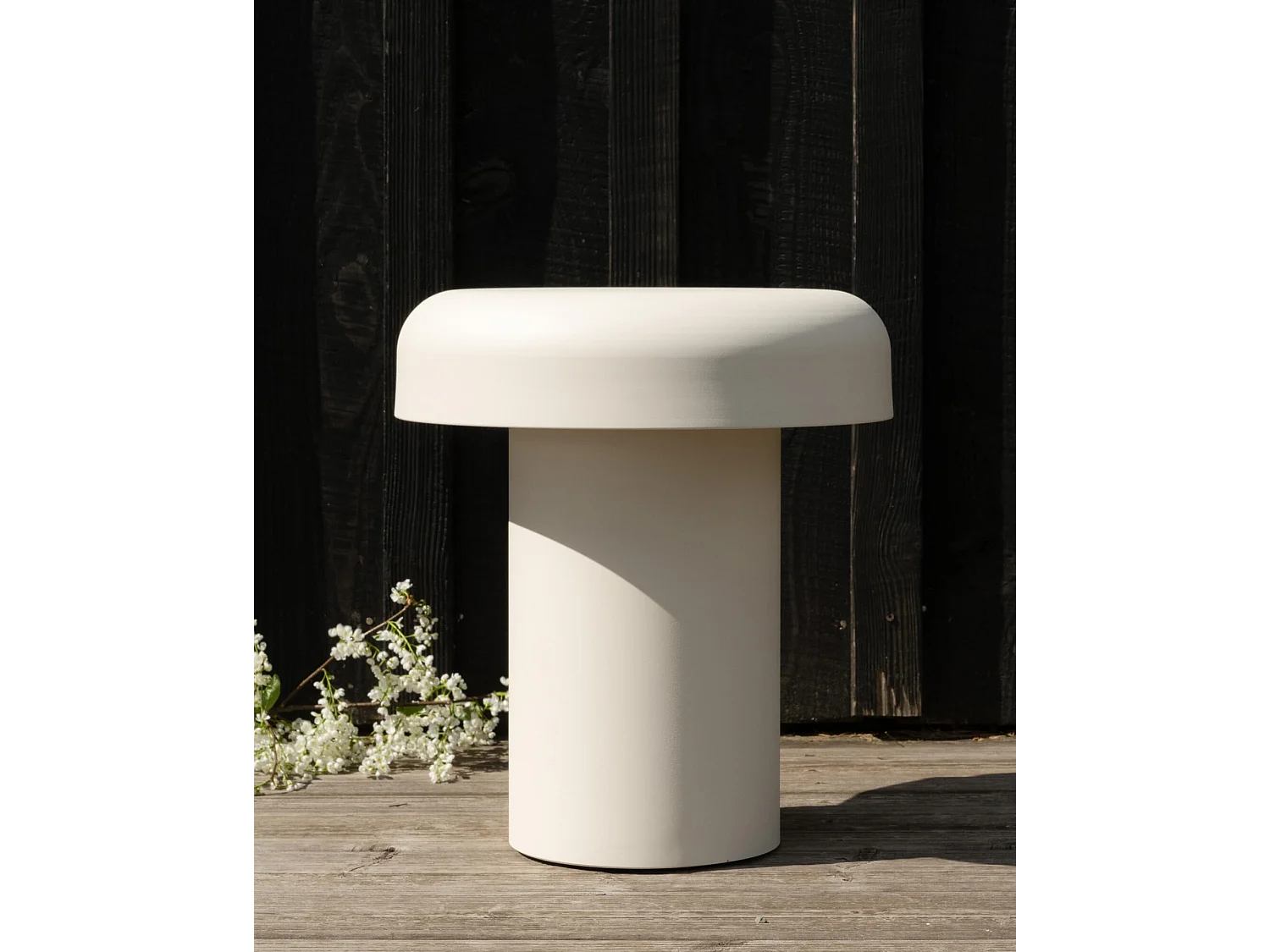 Table d'appoint d'extérieur Miko en acier galvanisé, beige, ronde 40x40x46 cm