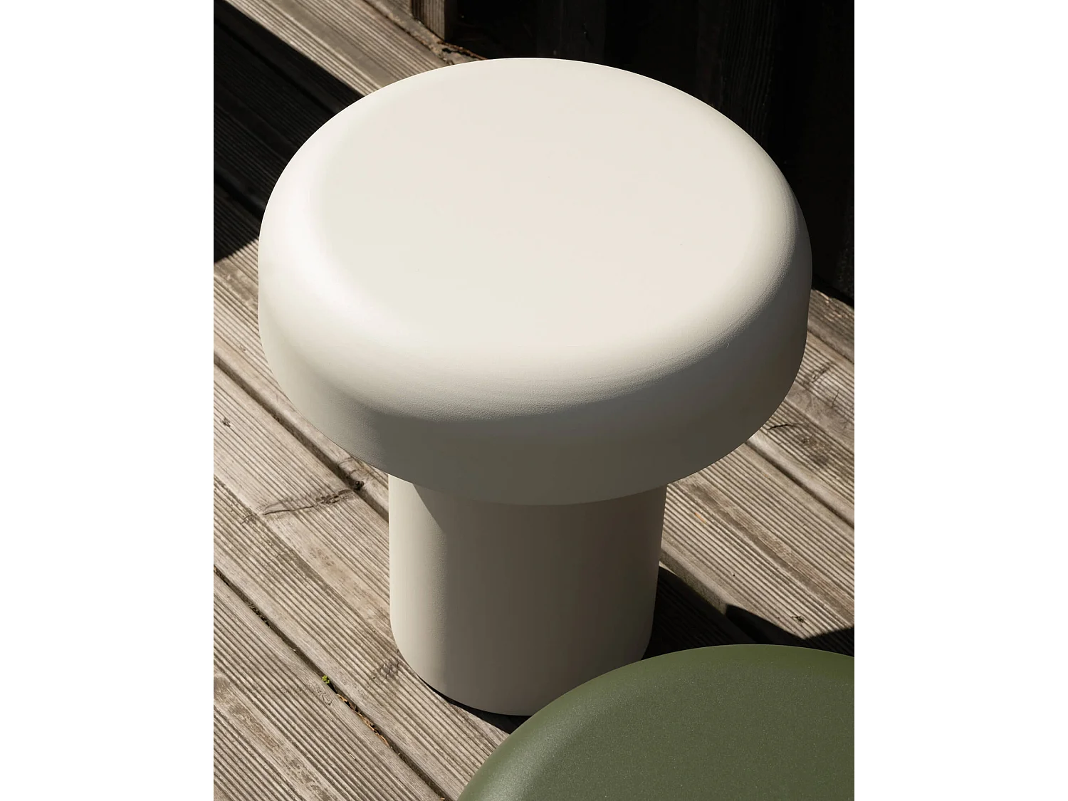Table d'appoint d'extérieur Miko en acier galvanisé, beige, ronde 40x40x46 cm