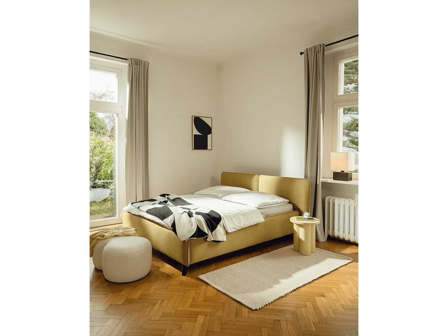 Lit Melu rembourré - 140 x 200 cm - rangement optionnel