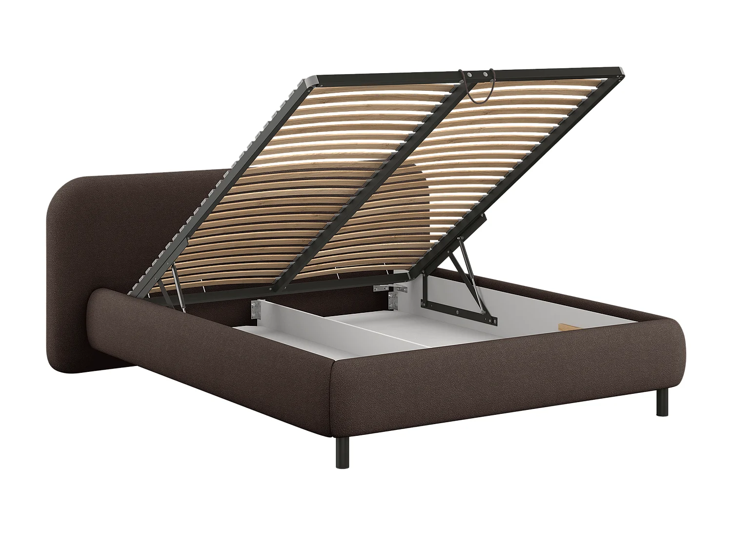 noo.ma gestoffeerd tweepersoonsbed bouclé chocoladebruin 195x221x90 cm