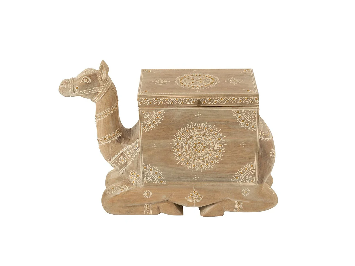 Coffre Chameau en Bois "Perle du Sahara" 69cm Naturel