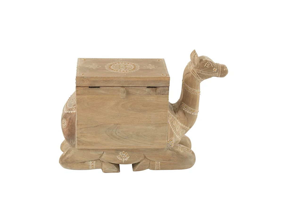 Coffre Chameau en Bois "Perle du Sahara" 69cm Naturel