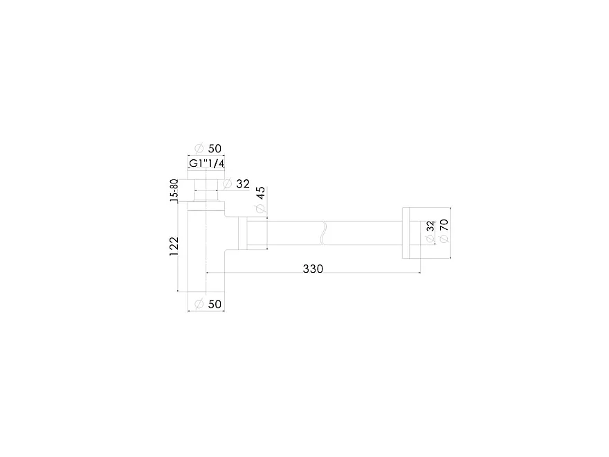 LuxuryBain - Siphon de lavabo design universel 1 1/4 x 32mm, siphon réglable, anti Odeur (Cuivré)