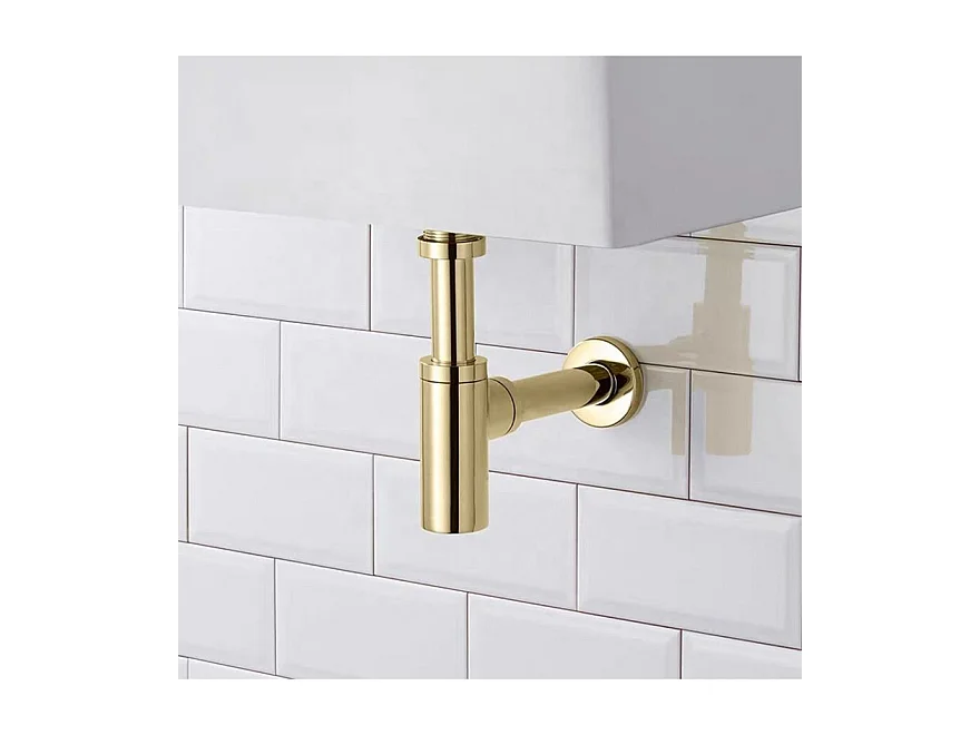 LuxuryBain - Siphon de lavabo design universel 1 1/4 x 32mm, siphon réglable, anti Odeur (Doré)