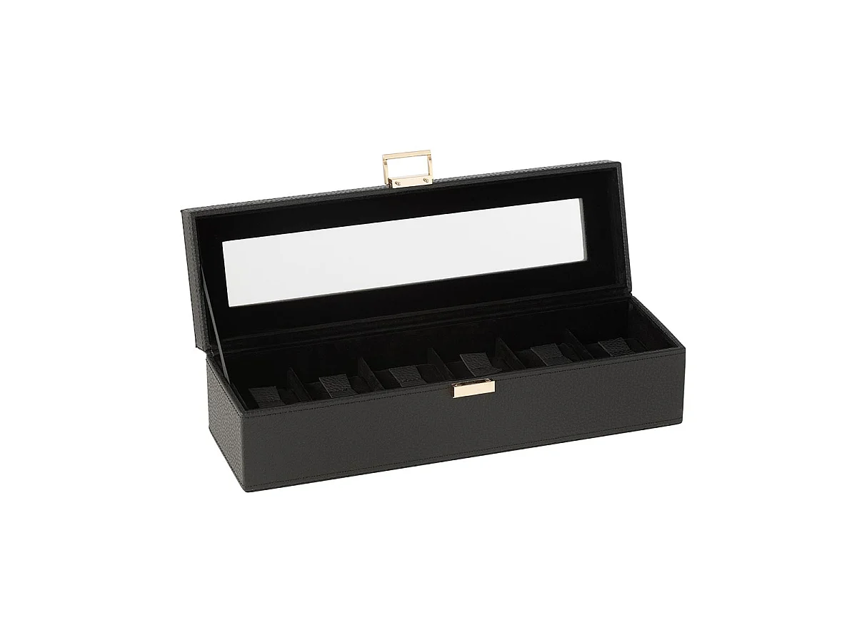 Boîte à Montres 6 Compartiments "Ericka" 34cm Noir