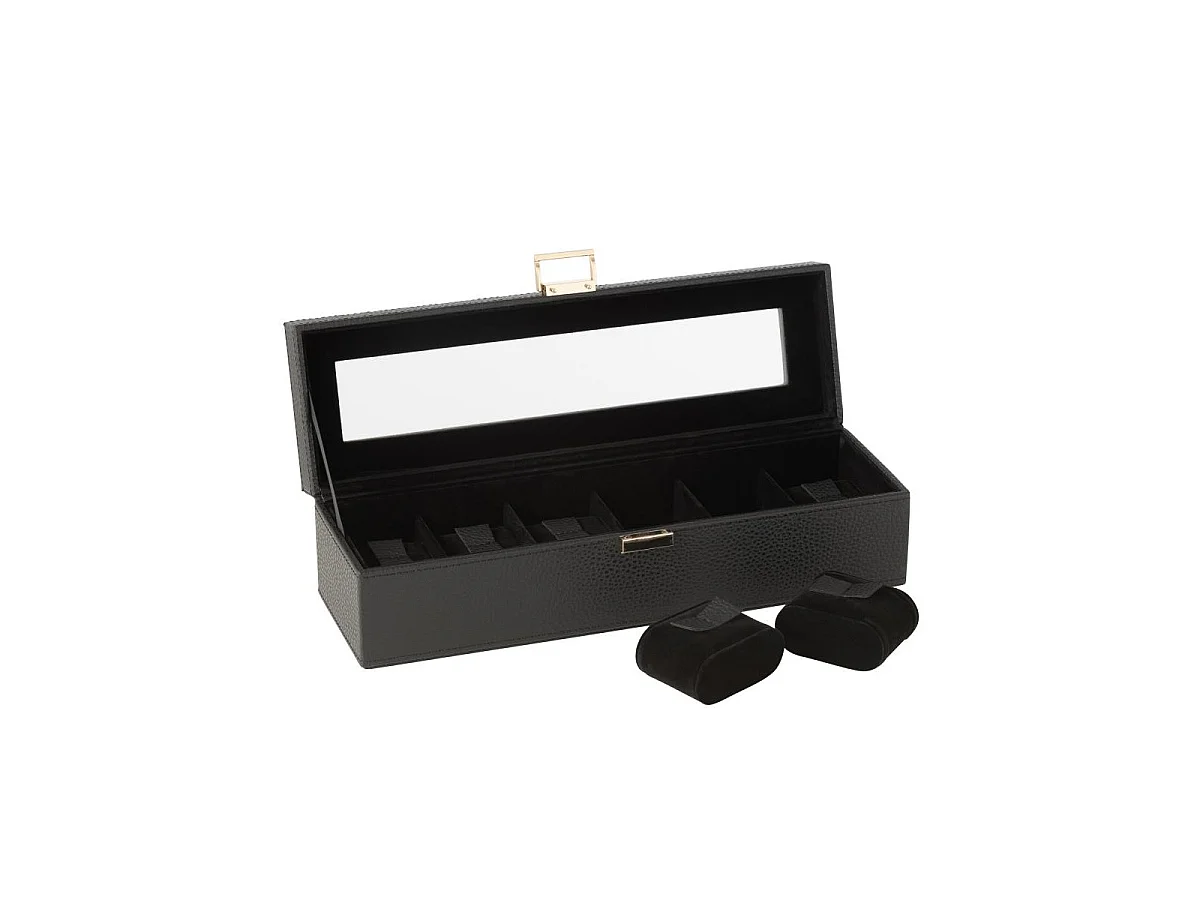 Boîte à Montres 6 Compartiments "Ericka" 34cm Noir