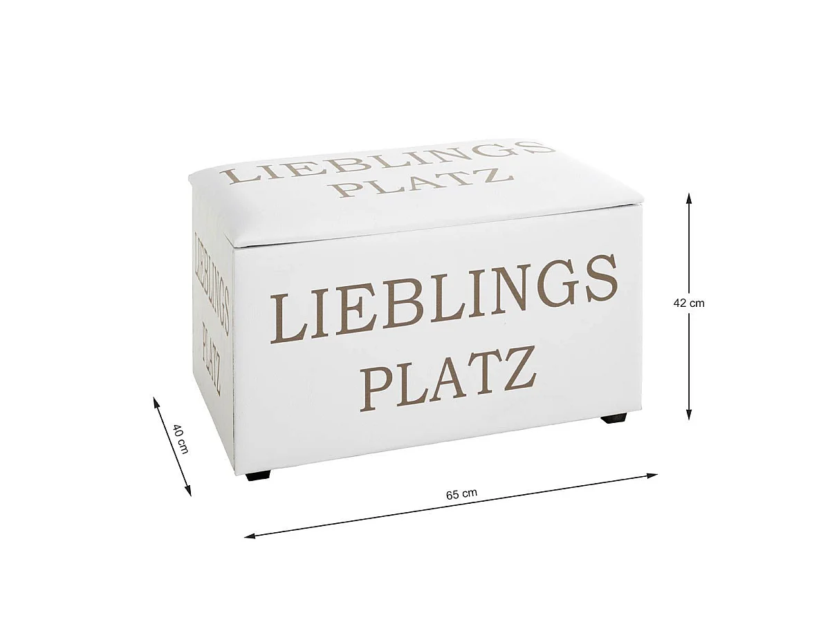 Coffre de Rangement "Lieblings Platz" 65cm Blanc