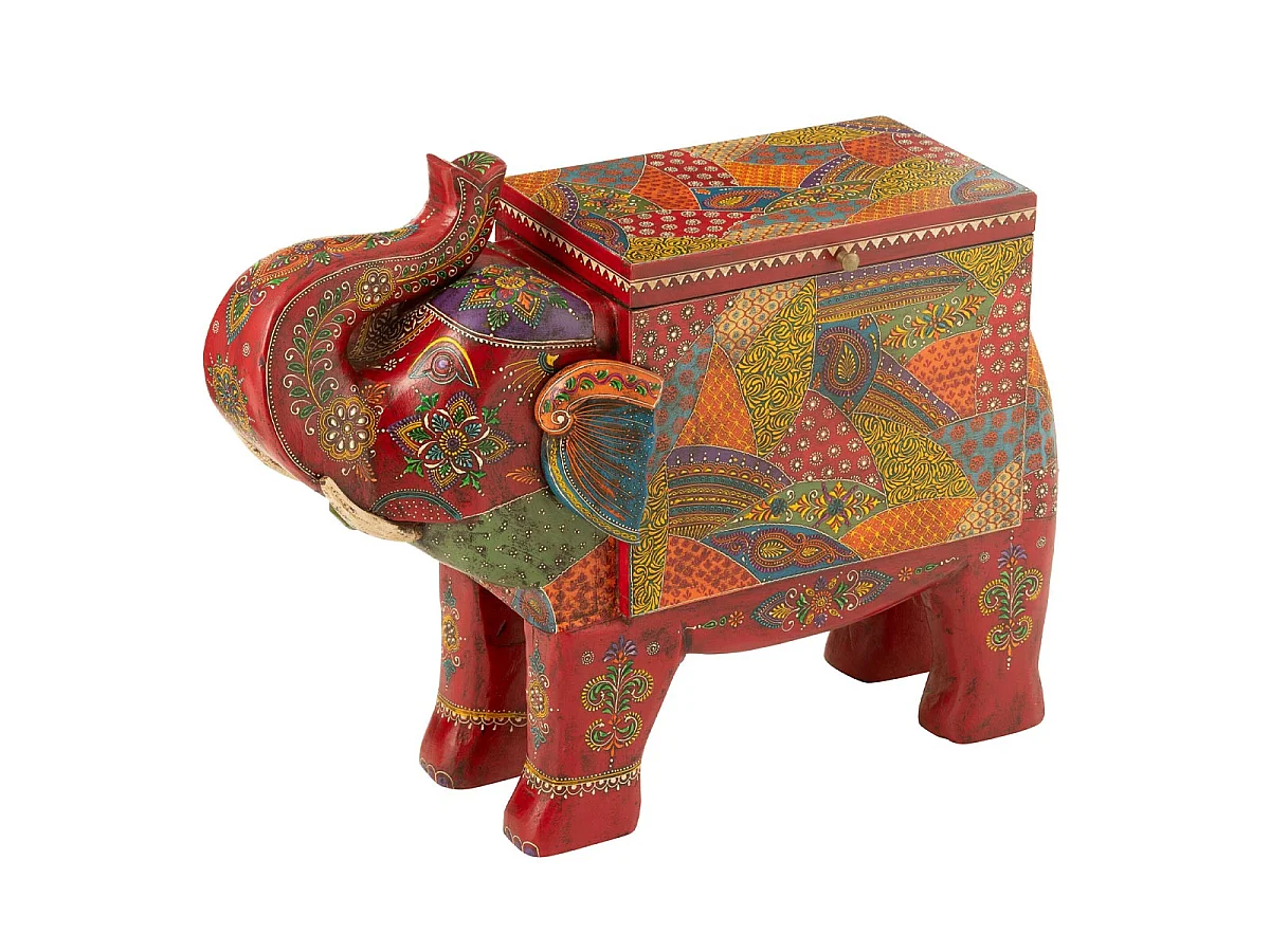Coffre Éléphant en Bois "Delhi" 79cm Multicolore