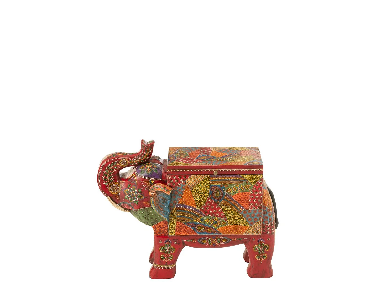 Coffre Éléphant en Bois "Delhi" 79cm Multicolore